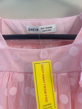 SHEIN Light Pink Polka Dot Tulle Dress